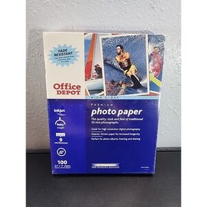 Photo Paper 100 Sheets‎ High Gloss Premium Office Depot Inkjet - Brand New